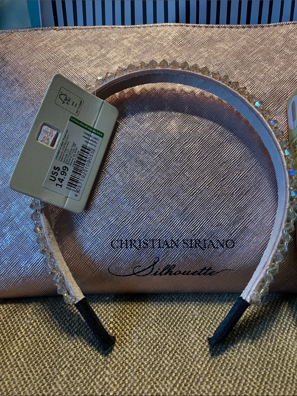 Christian Siriano Metallic Rose Gold Cosmetic Pouch w FREE gift
